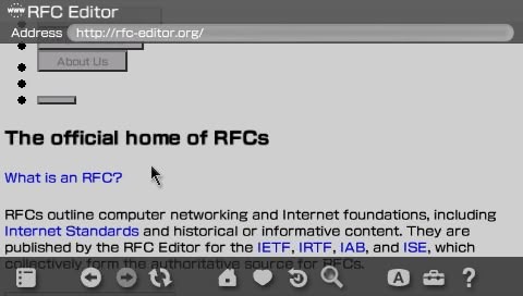 RFC Editor rendered on the PSP browser